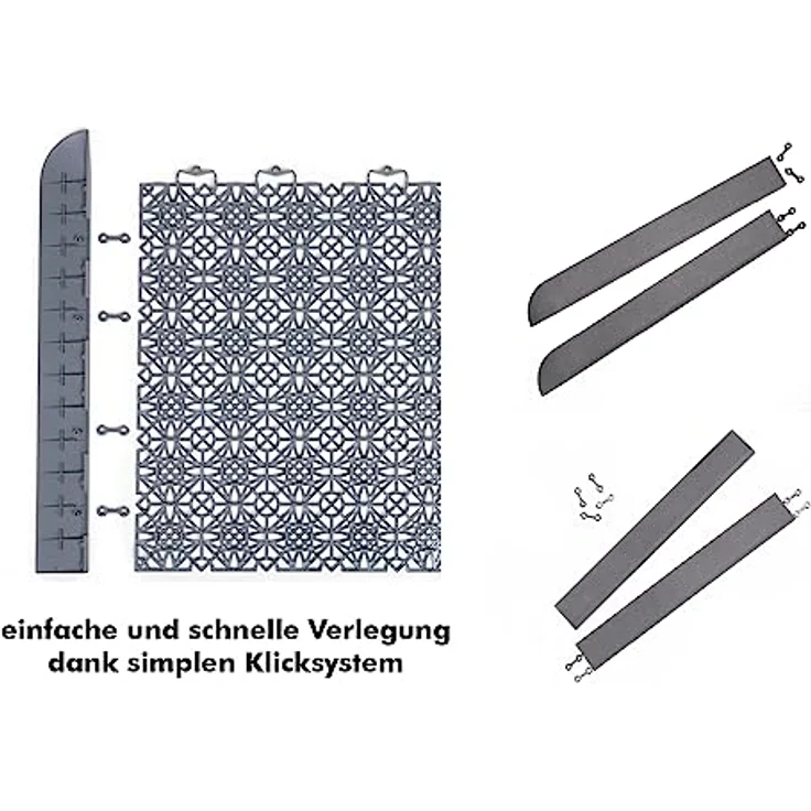 andiamo 202403 Kunststofffliese Balkonfliese Innen- und Außenbereich Wasserdurchlässig wetterfest pflegeleicht langlebig 38 x 38 cm, Set: Bestehend aus 7 Fliesen 1 m², dunkelgrau – Bild 4