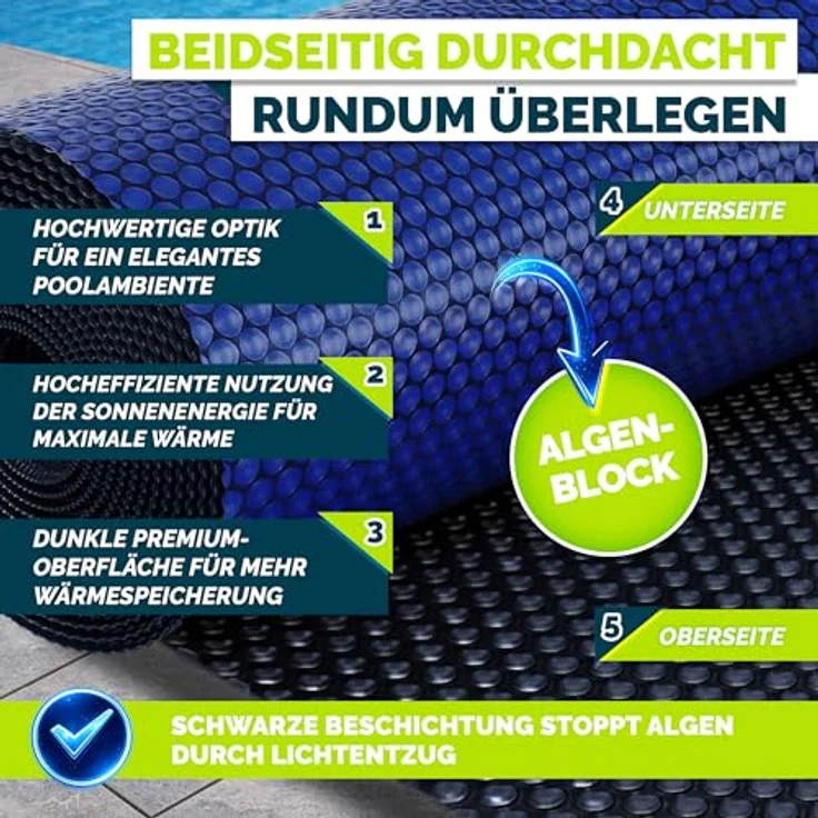 tillvex® Premium Pool Solarabdeckplane 400 µm, Rechteckig 549x274 cm, zuschneidbare Solarfolie zur Wassererwärmung – Bild 5
