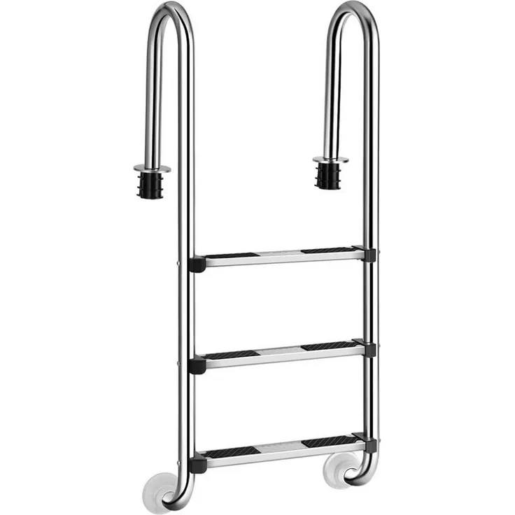 KOMFOTTEU Poolleiter Edelstahl 3 Stufen, bis 150 kg belastbar, silber