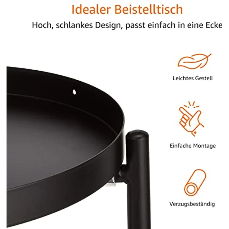 Amazon Basics Rund Pflanzenständer, Metallständer mit 2 Ablageflächen für Blumentöpfe bis 23 cm, schwarz – Bild 4