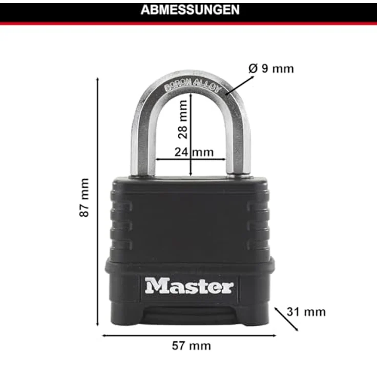 MASTER LOCK Hochsicherheits Vorhängeschloss [Zahlenkombination] [Zinkgehäuse] [Außenbereiche] M178EURD - Ideal für Lagerräume, Lagerschuppen, Garagen, Anhänger und mehr – Bild 2