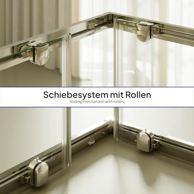 i-flair Schiebetür Duschkabine DK77, 95x95x180 cm aus durchsichtigem 6 mm ESG mit silbernen Profilen und Easy-Clean System – Bild 5