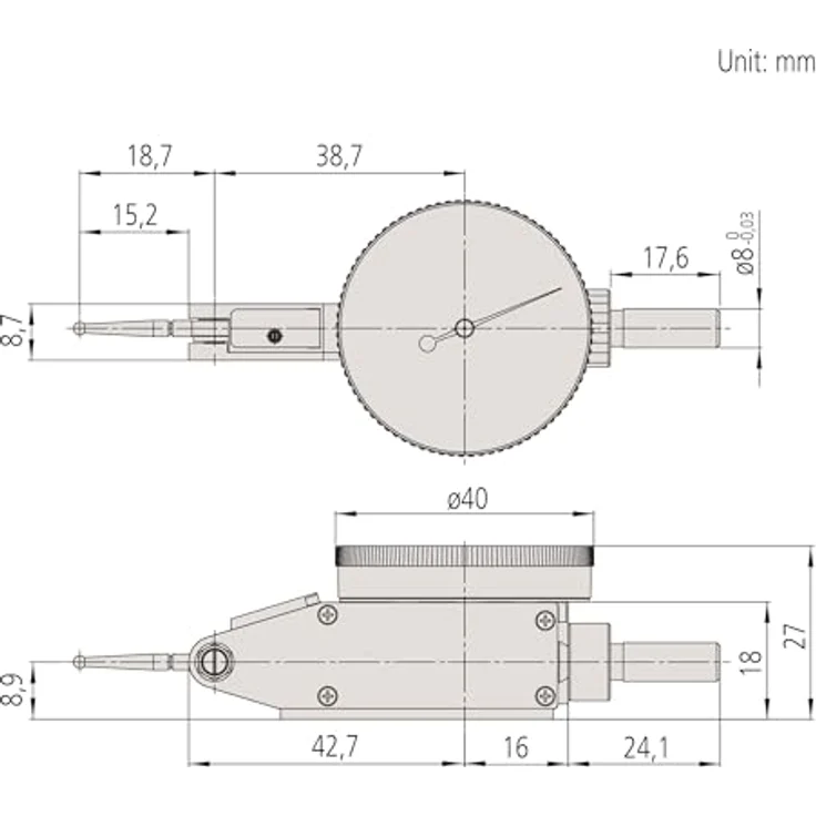 Mitutoyo 513-405-10E Messschieber, horizontal, 8 mm Vorbau – Bild 4