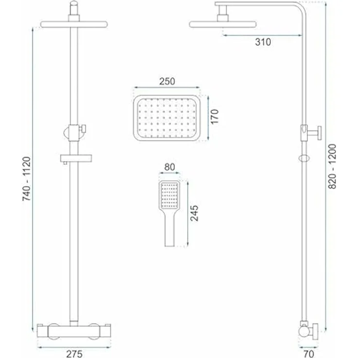 wohnwerk.idee Duschsystem Duschgarnitur Dusche mit Thermostat Tomm Gold Matt, 2 Strahlart(en) - Luxuriöse Regendusche mit Handbrause in elegantem Gold für entspannendes Spa-Erlebnis – Bild 6