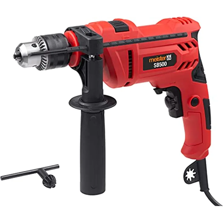 Meister Schlagbohrmaschine 500 W, SB500 - Zahnkranzbohrfutter - Drehzahl-Vorwahl - Mit Zusatzhandgriff & Tiefenanschlag / für Beton & Metall, 5402030
