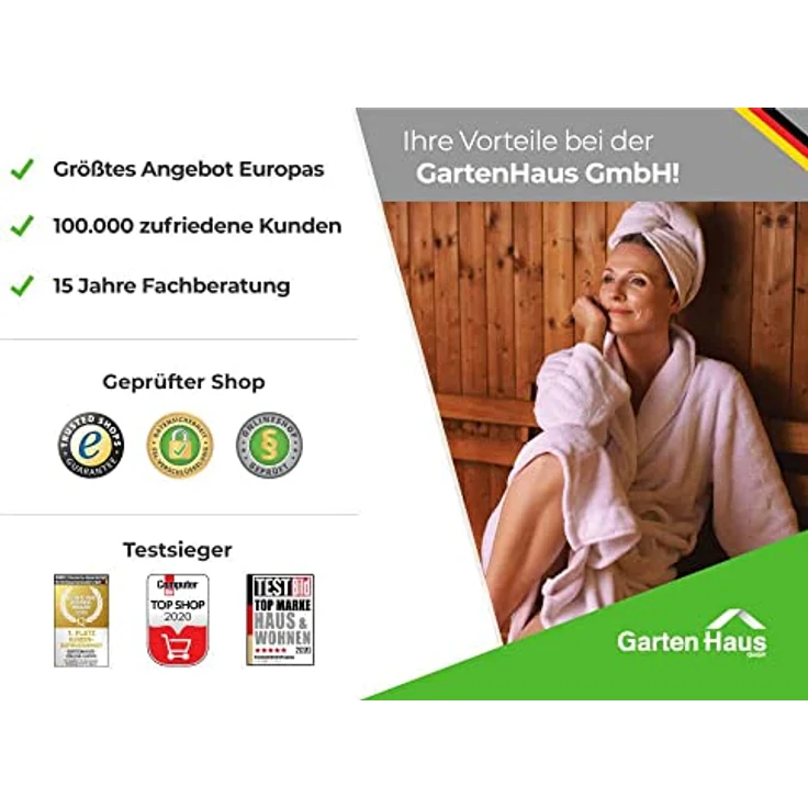 FinnTherm Sauna Innensauna Corner, BxTxH: 244 x 194 x 199 cm, 40 mm, klassisches Design, bronziete Ganzglastür – Bild 3