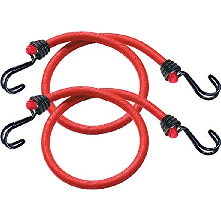 Master Lock 3020EURDAT Gummi-Spannseile mit Haken [Set mit 2 Spannseilen] [60 cm langes Spannseil] [Doppelter Invershaken] - Ideal zum Transportieren, Verpacken und Sichern von Lasten
