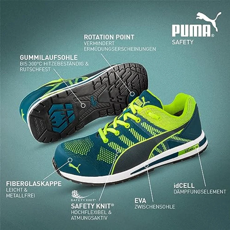 PUMA Safety ELEVATE KNIT LOW, Sicherheitsschuh mit metallfreier Fiberglaskappe, hitzebeständiger Gummisohle und FAP®-Durchtrittschutz – Bild 3