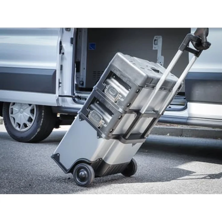 BGS TECHNIC Montagewagen fahrbar, Werkstattwagen mit 3 abnehmbaren Teilen, max. Tragfähigkeit 75 kg, Höhe 720 mm, schwarz – Bild 2