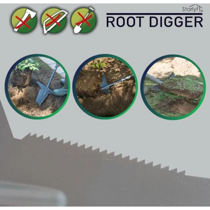 Starlyf Spaten Root Digger Wurzelspaten, (Spar Set, 1-St., 1er, 2er Pack oder mit Schaufel), Mehrzweckschaufel mit Schneidspitze, 124cm aus Manganstahl, grau – Bild 3