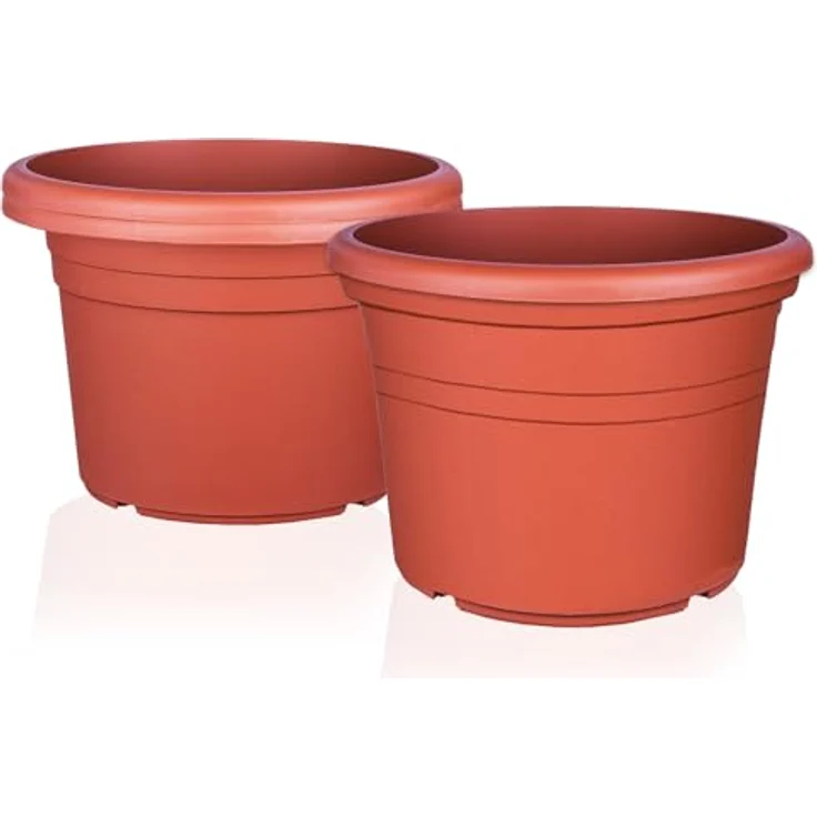 BigDean 3X Blumentopf Ø 20 cm Terrakotta Kunststoff Pflanztopf Übertopf mit Abfließ-Funktion – Bild 1