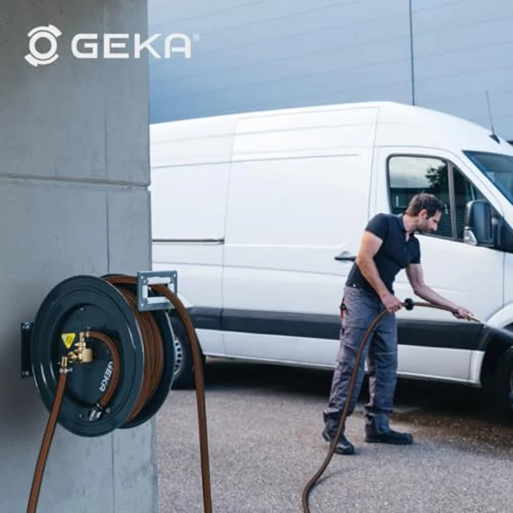 GEKA Schlauchaufroller Schlauchwagen PA 20, automatischer Rückzug, schonende Schlauchführung, pulv.STA, auto – Bild 7