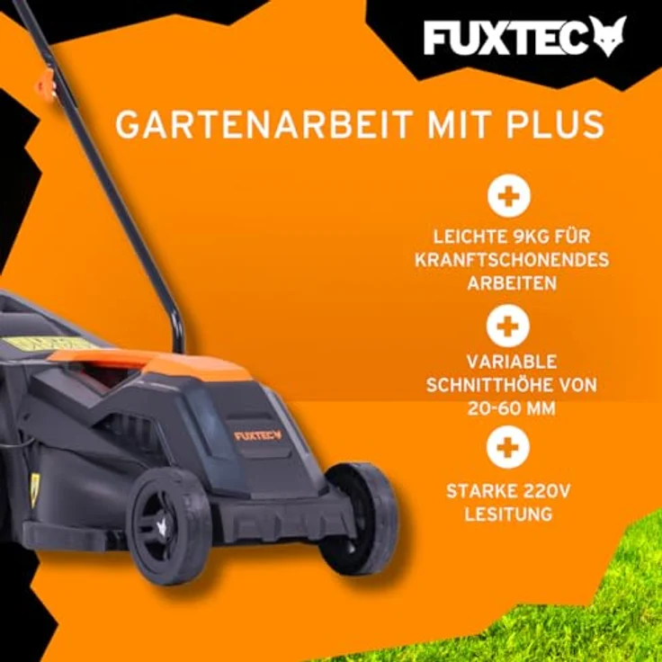 FUXTEC Elektrorasenmäher FX-RME33, Rasenmäher mit 1200 Watt Leistung, super leicht, super leise – Bild 4