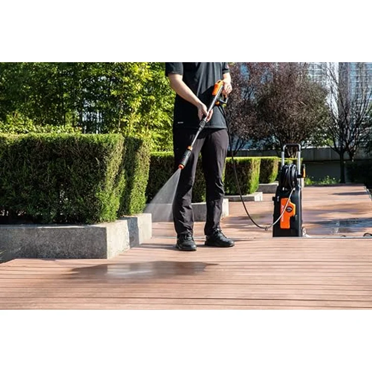 Yard Force EW U15C Hochdruckreiniger, 2000 W, 150 bar, 440 l/h, Vario-Twist- & Turbo-Düse, 6,5 m Schlauch, integrierte Schlauchtrommel, Teleskopgriff, Reinigungsmitteltank – Bild 5