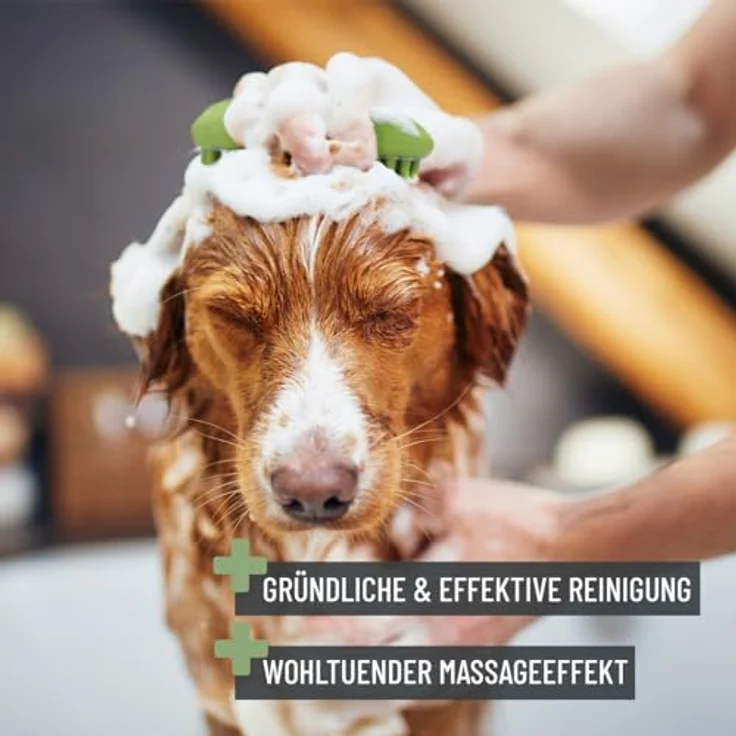 ReaVET Badebürste Gummistriegel für Hunde, Katzen Kurzhaar & Langhaar, mit Massageeffekt - Entfernt loses Deckhaar, Staub & Schmutz I Badestriegel Zum Einmassieren von Hundeshampoo – Bild 3