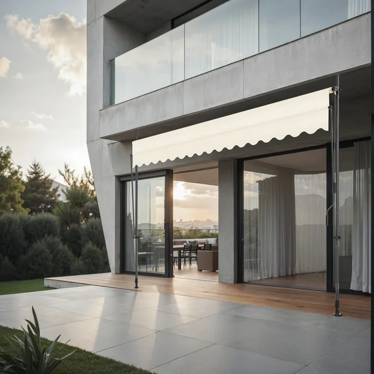 Tectake Klemmmarkise mit Handkurbel, höhenverstellbar - 400 x 180 cm, beige, UV-beständig, wasserabweisend