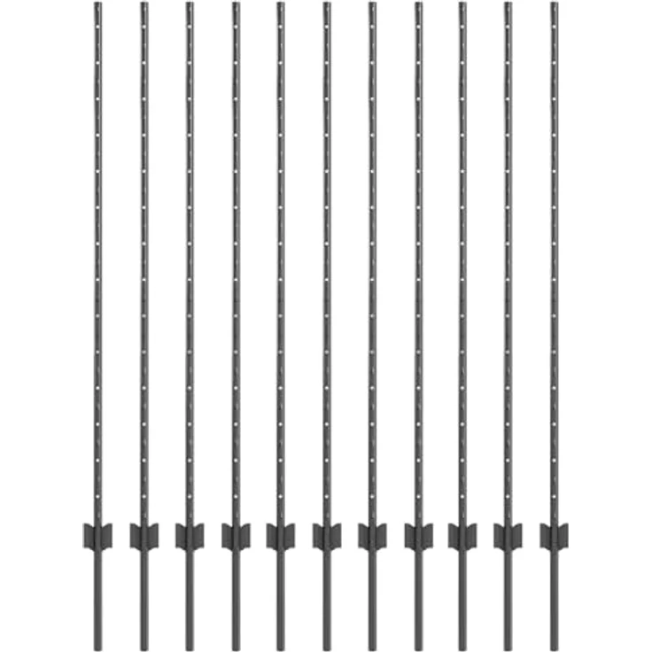 vidaXL U-Kanal Zaunpfosten Set, 22 Stück, grau, 140 cm, robuster Stahl, für den Außenbereich – Bild 1