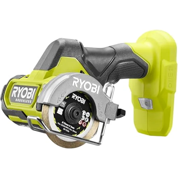 RYOBI RCT18BL-0 Brushless Akku-Trennsäge, 76 mm Scheibendurchmesser, Kompakt und einhändig bedienbar, LED-Beleuchtung, G5 GripZone