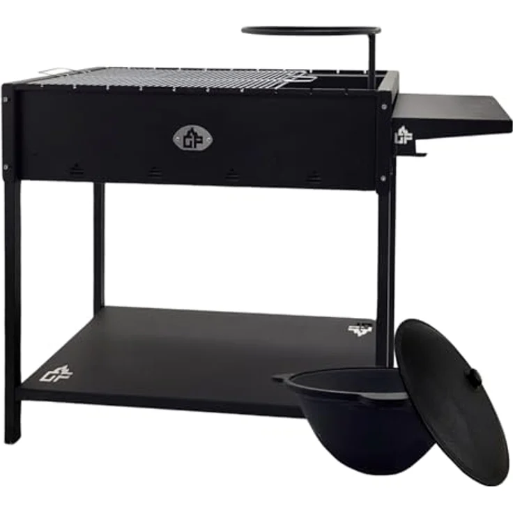 Grillpeter Mangal Set Batyr 60 Schaschlikgrill 60 cm mit Grillrost Kasan 8L, Profi Set mit großzügiger Auflagefläche, Ablage und Kasanhalter, lackiert – Bild 4