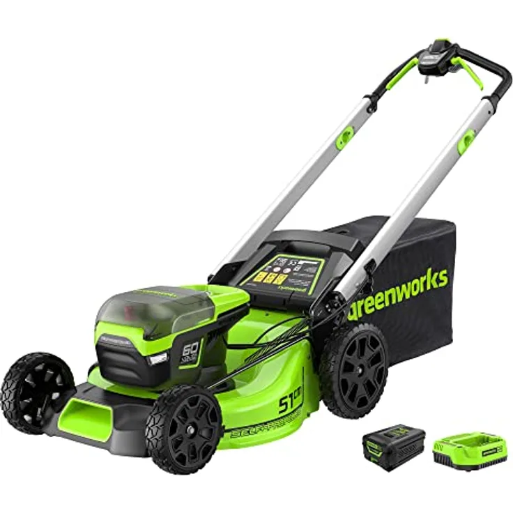 Greenworks GD60LM51SP, 60V Akku-Rasenmäher mit 51 cm Schnittbreite und 4 Ah Akku, selbstfahrend, 3-in-1-Funktion