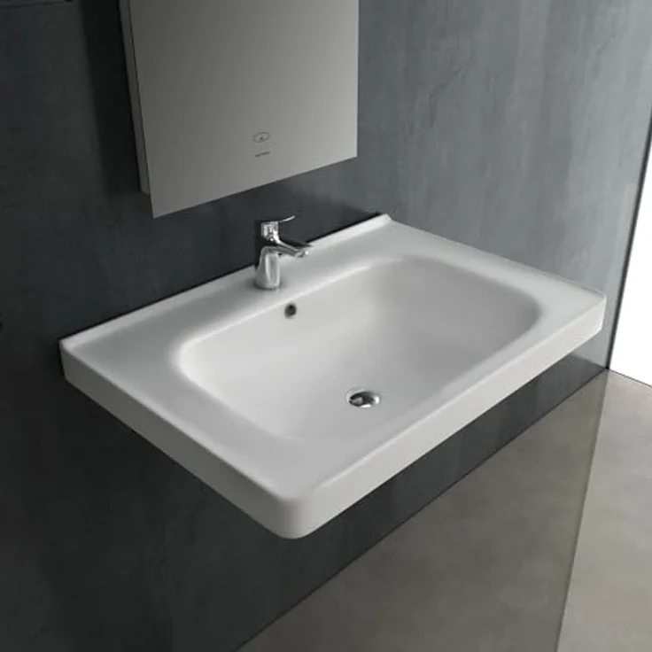 Alpenberger Waschbecken 65 cm Breit | Gäste WC & Badezimmer | Waschtisch Eckig | Hängewaschbecken Wandmontage | Handwaschbecken mit Nano | Bathroom Sink für Moderne Waschplätze – Bild 2