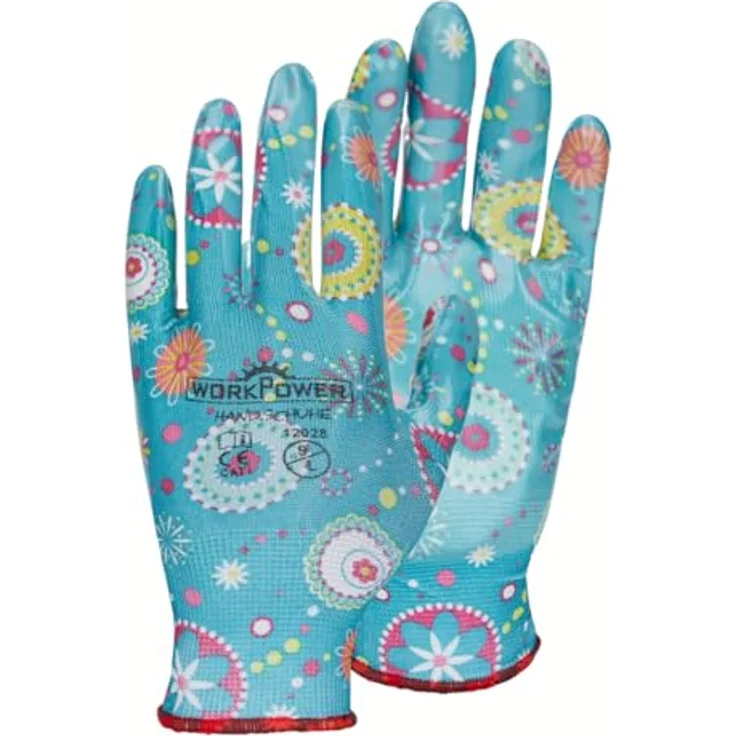 Scheibler Workwear Gartenhandschuhe Flower, hochelastische Arbeitshandschuhe mit griffigem Latex, Größe 9 (Bunt) – Bild 1