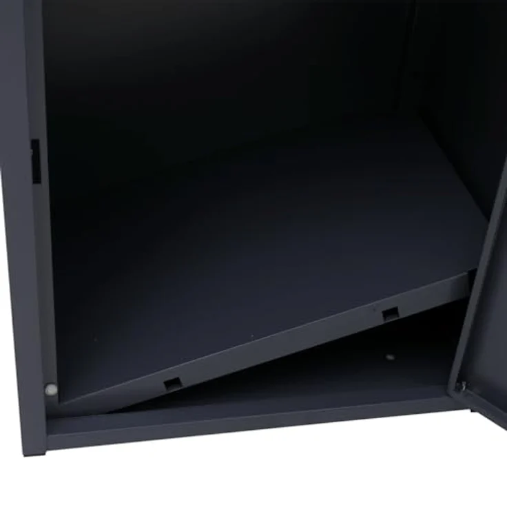 PROREGAL Paketkasten Dunkelgrau, Stahl mit 3 Fächern, HxBxT 89x49x38cm, wetterfest und sicher mit Verriegelungssystem – Bild 6