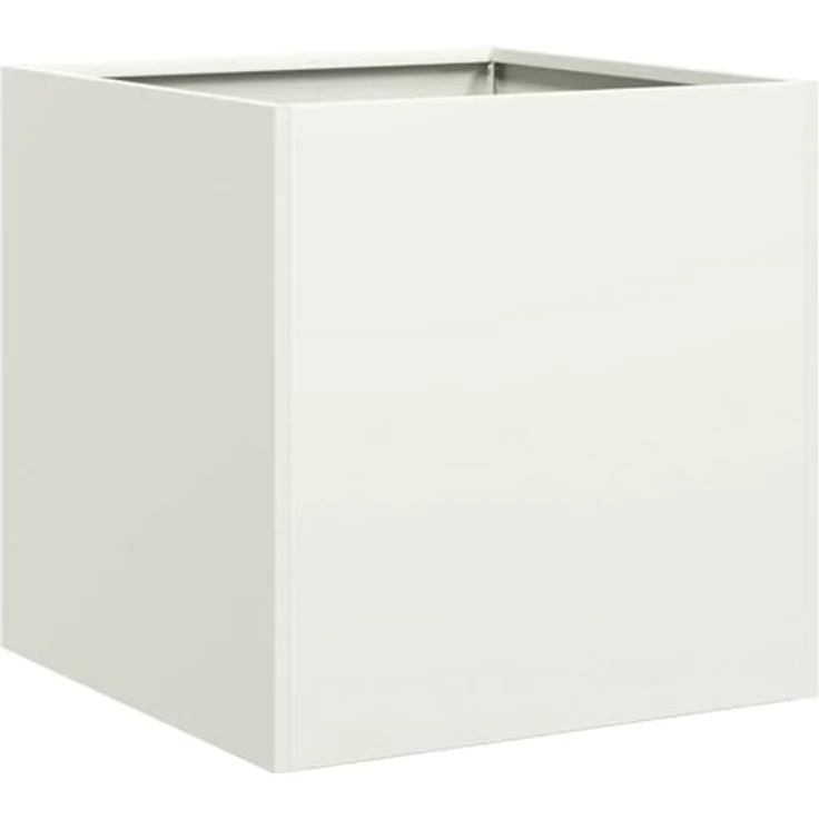 vidaXL Pflanzkübel Weiß 40x40x40 cm Kaltgewalzter Stahl, Großes Hochbeet für Garten und Terrasse – Bild 1