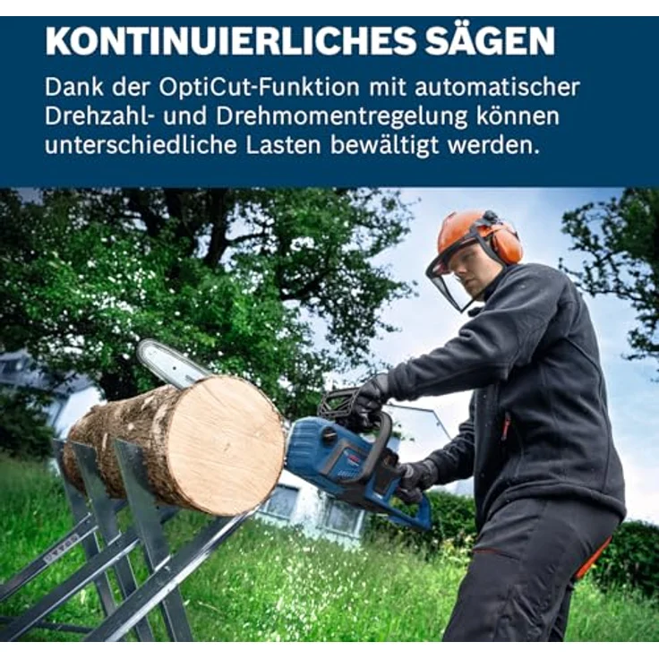 Bosch Professional Akku-Kettensäge GKE 18V-40 Solo, 40 cm Schwert, bürstenloser Motor, automatische Kettenschmierung, OptiCut-Funktion – Bild 3