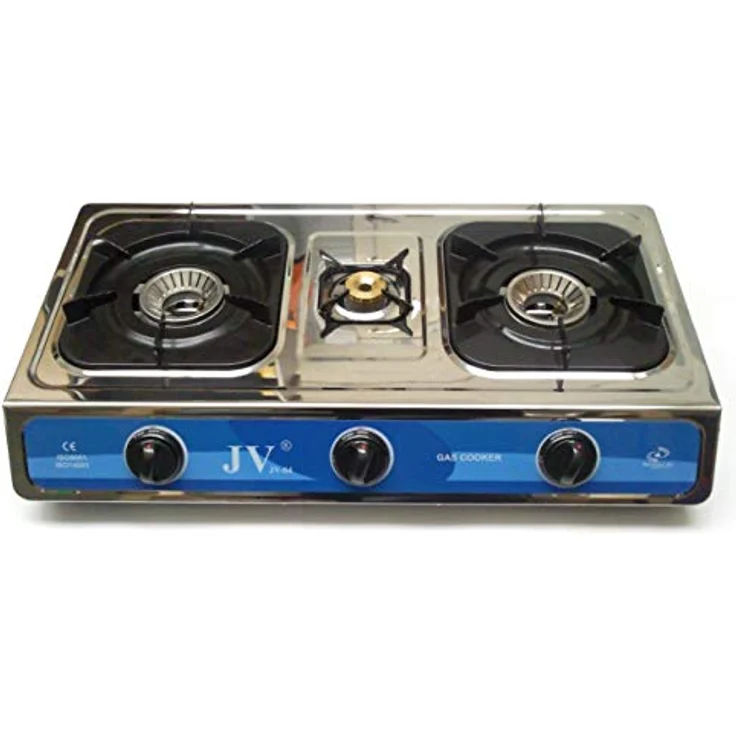 CAGO JV 04 Gaskocher 3-flammig aus Edelstahl, 10,0 kW mit WOK-Funktion und Turboeffekt – Bild 1