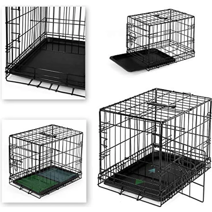 lionto Hundetransportkäfig Hundetransportbox Tiertransportbox Hundebox, (S) 45x31x36 cm schwarz – Bild 4