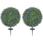 HOMCOM Künstlicher Lavendelbaum Set, 60 cm, UV-beständig, pflegeleicht, mehrfarbig, Kunststoff