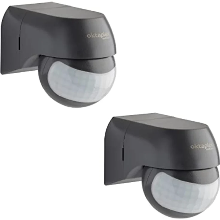 Oktaplex 2er Set Ana Bewegungsmelder Aussen schwenkbar 230 V IP44 180° Bewegungssensor 12 m Reichweite anthrazit Aufputz PIR-Sensor – Bild 1