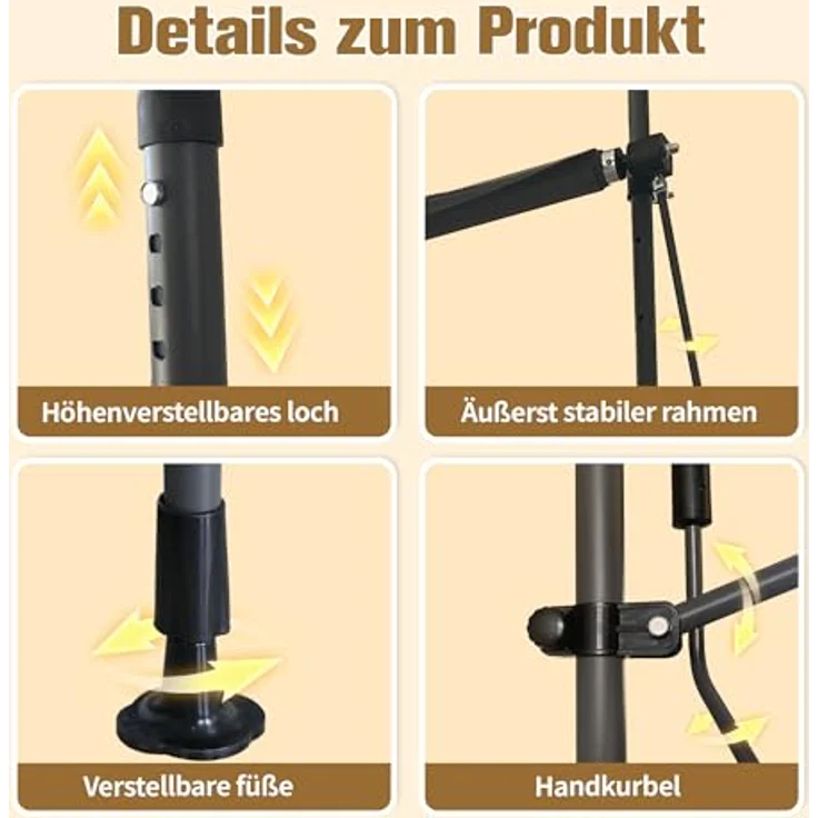 Thanaddo Klemmmarkise Balkonmarkise, UV-Beständig & Wasserdicht, Höhenverstellbar, Anthrazit – Bild 8
