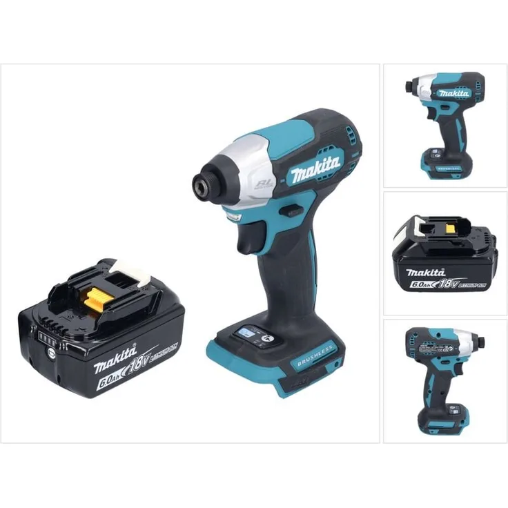 Makita DTD 157 G1, Akku Schlagschrauber 18 V mit 140 Nm, 1/4' Brushless, inkl. 6,0 Ah Akku, ohne Ladegerät
