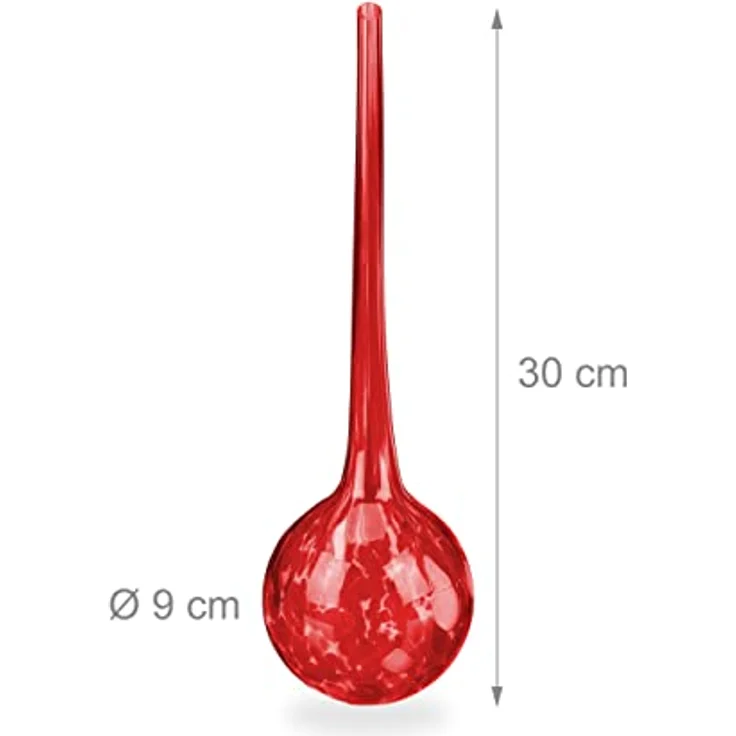 relaxdays Tropfer Bewässerungskugel 2er Set, Glas, Rot, 350 ml Füllmenge, dosierte Wasserabgabe für Pflanzen – Bild 4