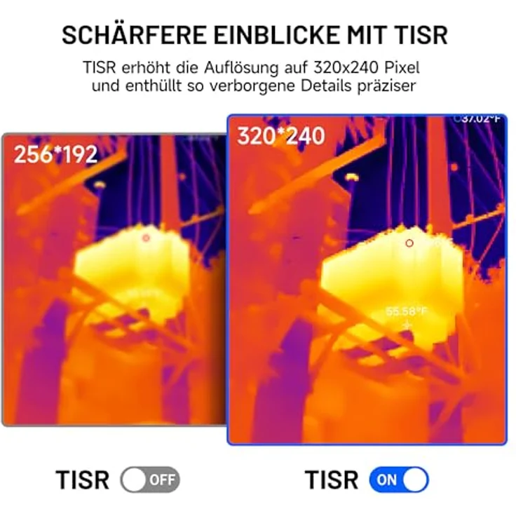 TOPDON TC004 Wärmebildkamera, 320x240 TISR Auflösung, Videoaufzeichnung, 12 Stunden Akkulaufzeit, Temperaturbereich –20°C bis +350°C, inklusive 16GB SD-Karte – Bild 2