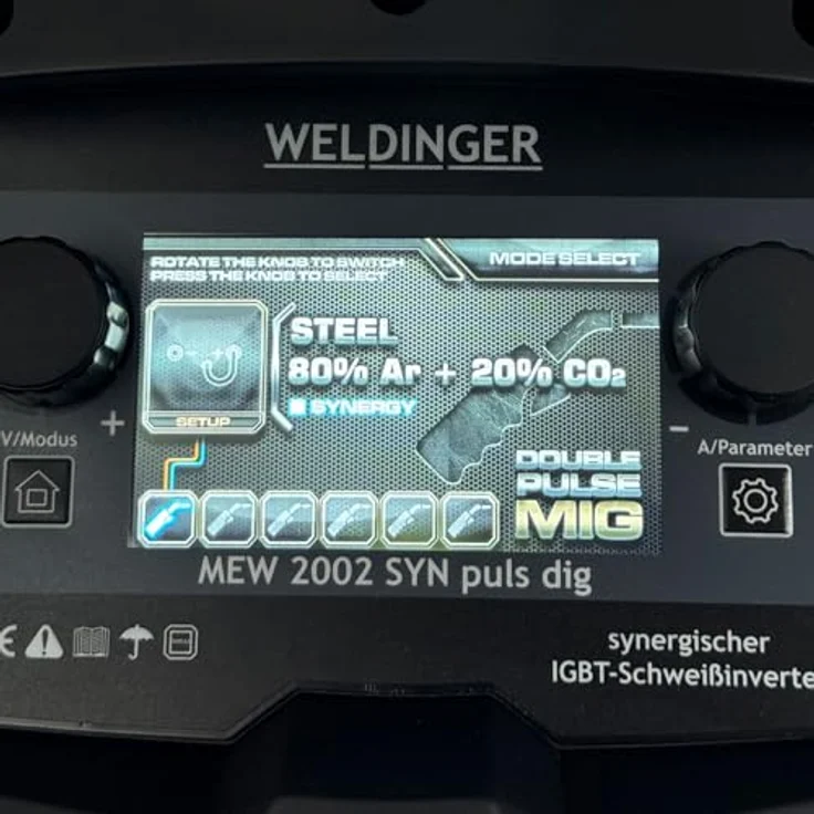 WELDINGER MEW 2002 SYN puls pro 200A MIG/MAG Puls-Schweißgerät, synergisch mit 4-Rollenantrieb und LCD-Display – Bild 3