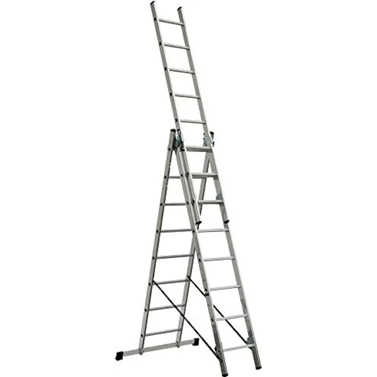 Aluminium-Vielzweck-Leiter mit 3X 8 Sprossen, Erreichbare Arbeitshöhe 5512 mm als Anlegeleiter