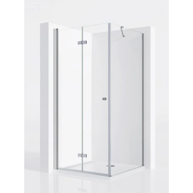 IMPTS Eckdusche Duschtür Falttür mit Seitenwand Komplett Duschkabine, BxT: 75x90 cm, Einscheibensicherheitsglas, 2-tlg., INKL. Duschwanne & Ablauf