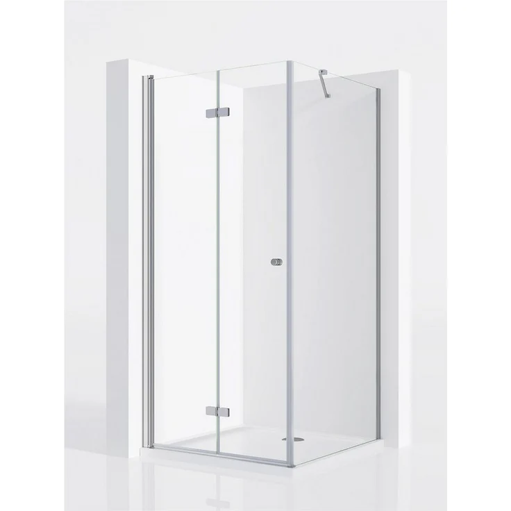 IMPTS Eckdusche Duschtür Falttür mit Seitenwand Komplett Duschkabine, BxT: 75x90 cm, Einscheibensicherheitsglas, 2-tlg., INKL. Duschwanne & Ablauf – Bild 1