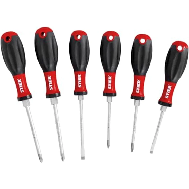 STIER 7-tlg. Set Schraubendreher Normalausführung, Chrom-Vanadium-Stahl, CNC-gefräste SilverTip-Spitze, TPE-Material Handgriff, 3K-Kraft-Griff, inkl. Aufhängung – Bild 2