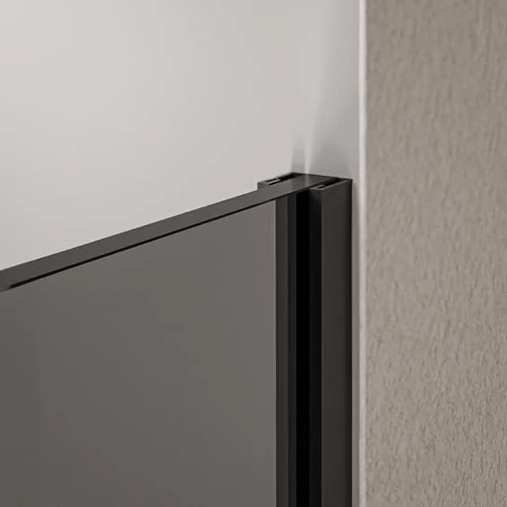 BERNSTEIN Walk-In Dusche EX102, Duschabtrennung 70 x 200cm aus 10 mm grauem ESG-Sicherheitsglas, mit Nano-Beschichtung und schwarzen Edelstahlprofilen, ebenerdig ohne Bodenprofil – Bild 4
