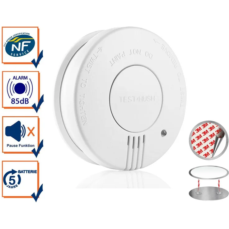Setpoint Rauchmelder mit 5 Jahres Batterie & Magnethalter, Weiß, Ø 10cm