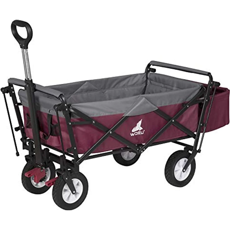 WOLTU Faltbarer Bollerwagen XXL, Handwagen mit abnehmbarem Sonnendach, Feststellbremse und 80 kg Tragkraft, Fuschia – Bild 2