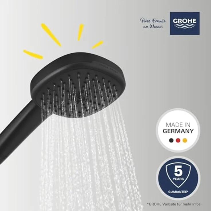Grohe Vitalio Comfort 110, Duschbrause Schwarz matt mit 2 Strahlarten und Quickfix Installation – Bild 2