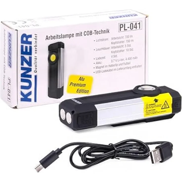 Kunzer PL-041 LED Arbeitsleuchte akkubetrieben 500lm, 250lm, 120lm – Bild 3