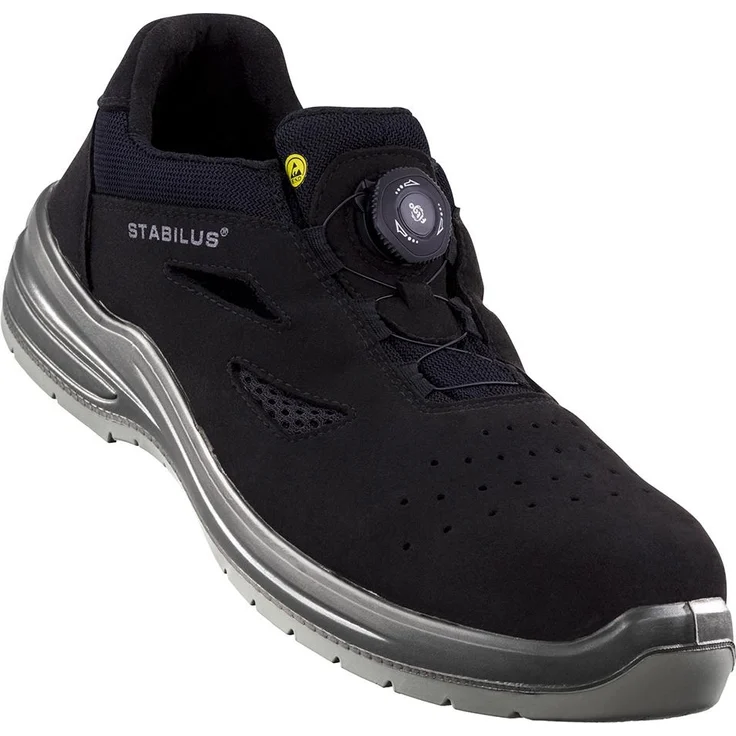 STABILUS Halbschuh JORDAN BLACK TWIST AIR S1P ESD, Größe 43, schwarz, antibakterielle Einlegesohle, durchtrittsichere Brandsohle