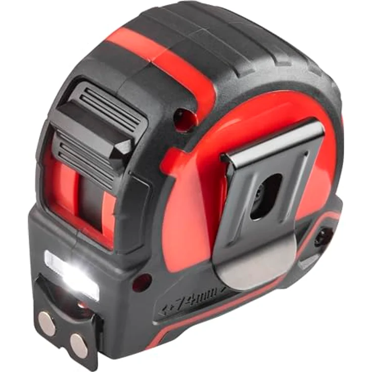 4K5 LDX 5+, 5 m LED Rollbandmaß mit Magnet & USB-C Akku, weißes Band, Stoppfunktion & Nylon-Coating – robustes Profi Maßband für Baustelle und Handwerk – Bild 5