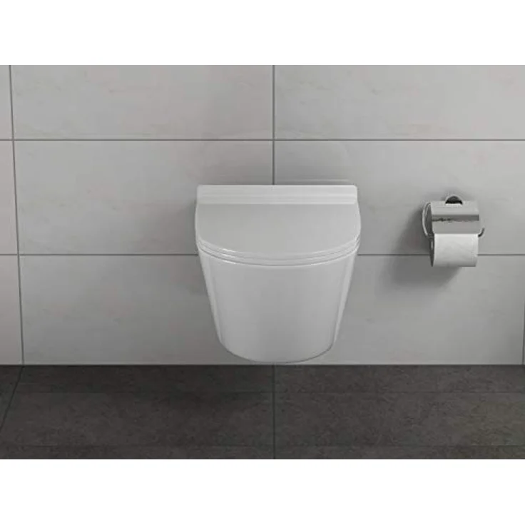 SSWW Hänge-WC mit abnehmbaren WC-Sitz, weiß, spülrandlose Toilette, Nanobeschichtung & Absenkautomatik | 54 cm lang – Bild 5
